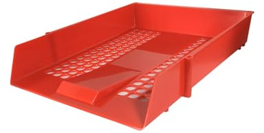 Deflecto A4 Essential Letter Tray In Red, A4 paper tray organiser, letter organiser storage, desk trays - CP043YTRED