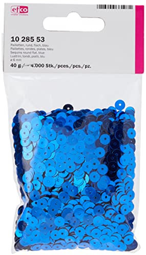 Efco rund flach Pailletten, blau, 6 mm, 40 g, 4000-piece