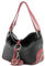 modamoda de - T10 - ital. Schultertasche Umhängetasche aus Leder, Farbe:Schwarz/Dunkelrot