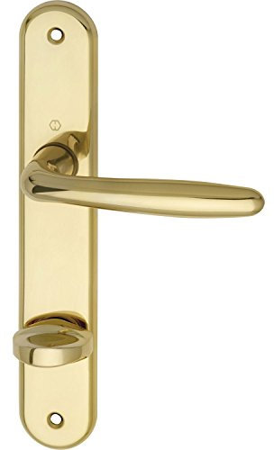 2x HOPPE Drückergarnitur ROISSY - auf Langschild WC Entfernung 90mm, für Türstärke 40-45mm, Rechts, Messing poliert, Doppelpack