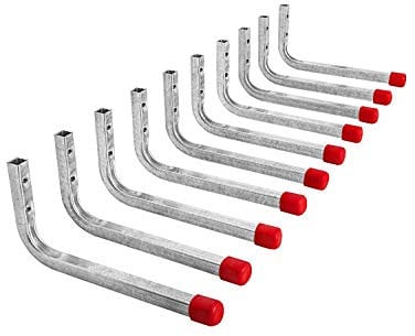 Gedotec Wandhalterung Wandhaken zum Schrauben Stahl verzinkt | LINE | 10 Stk Gerätehaken Länge: 360 x 165 mm inkl. Befestigungsmaterial | Allzweckhaken aus Metall | Wandhalterung Garage | Gerätehaken