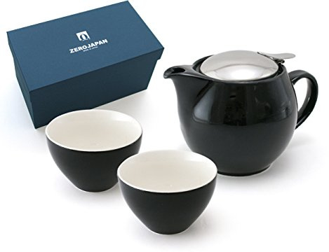 ZEROJAPAN Gift Set Universal Teapot for 3 People & Tea Cup Wide 2 Pieces Black ZG-001 BK (japan import)