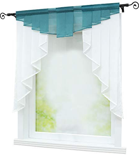 Joyswahl Kleinfenster Scheibengardine Voile Bistrogardine »Gerda« mit Tunnelzug Transparente Gardine Stores BxH 140x145cm Blau 1er Pack
