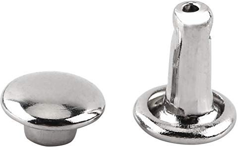 Leder Nieten Set, 100 Satz 6 × 8mm Tubular Metall Hohlnieten Kit für Leder Handwerk, Dekoration, DIY, Tasche, Schuhe Reparaturen(Silber)
