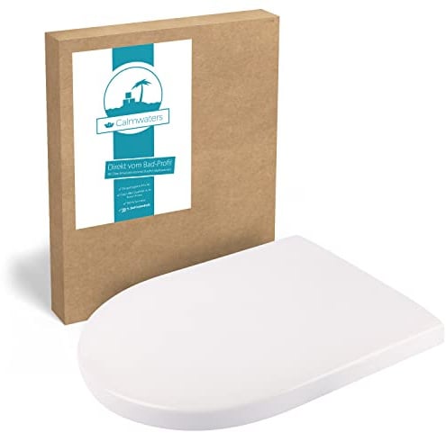 Calmwaters® Antibakterieller WC Sitz mit Absenkautomatik für Villeroy & Boch Subway | Artic | Architectura, Duroplast Klodeckel, Top-Fix, abnehmbar, überlappende D-Form, Weiß, 26LP3465