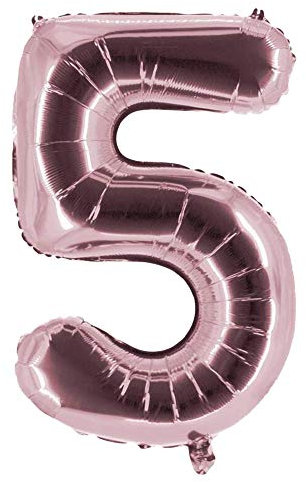 Party Factory XXL Folienballon Zahl 5, Luftballon 100cm, rosé, Geburtstag, Abi, Jubiläum, Party Ballon, Heliumballon, Deko