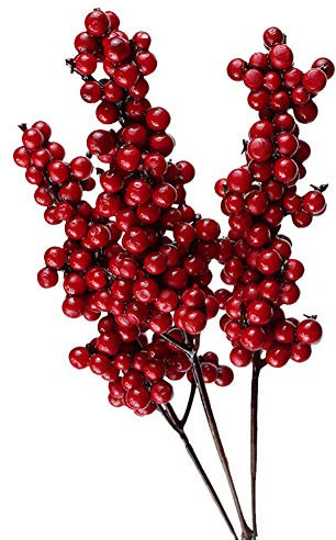 Artificielles Tiges de Baies Rouges, 10 pièces Branches de Baie Fausse Plante Rouge Décoration pour décoration de sapin de Noël, Saint-Valentin, travaux manuels, mariage, décoration de maison