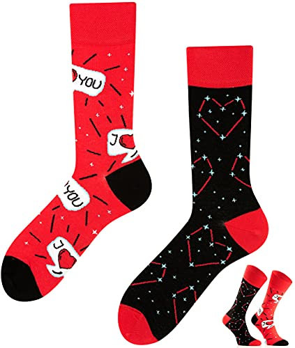 TODO Colours Lustige Socken mit Motiv - Mehrfarbige, Bunte, Verrückte für die Lebensfreude (43-46, I Love You, numeric_43)