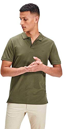 JACK & JONES Men's Polo Shirt Casual Cotton Collared Neck Short Sleeve Tee Top for Men -Green -3XL
