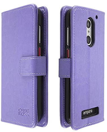 caseroxx Bookstyle-Case für Emporia Smart 4, lila | Aufklappbare Buch-Schutzhülle mit Innenfächern und Rundumschutz für den Alltag, aus Kunstleder