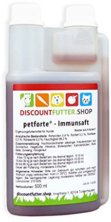 IMMUNSAFT für Hunde (0,5 Liter- Dosierflasche) - Reiner Kräuterauszug ohne Zucker und Konservierungsstoffe - zur Stärkung des Immunsystems