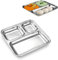 WG inc 2-Pack Stainless Steel Premium Divided Plates ~ 3 Compartment Dinner Plates 25 CM Square Camping Traveling Dishes - Adults, Kids & Toddlers Trays - Dishwasher Safe