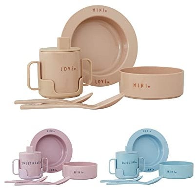 Design Letters MINI kindergeschirr gesetzt | Dänisches Design Buntes Kindergeschirr | Hochwertige Qualität tkinder geschirrset ideal für Frühstück, Snacks | BPA Free, BPS Free, Spülmaschinenfest