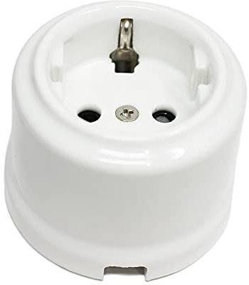 Base enchufe vintage de porcelana blanca instalación superficie 10A 250V