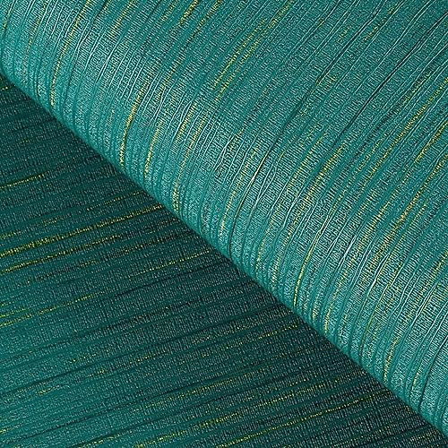 FunStick Peel and Stick Wallpaper Green and Gold Stripe Wallpaper for Living Room Bathroom Vintage Self Adhesive Textured Wall Paper Green Sticky Back Plastic Patterned for Furniture 40 x 200cm