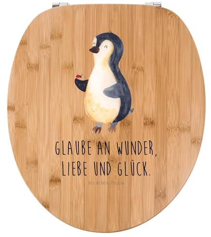 Mr. & Mrs. Panda Motiv WC Sitz Pinguin Marienkäfer - Geschenk, aufmerksam, WC-Sitz, Klodeckel, Toilettendeckel, kleine Wunder, Pinguine, Klobrille,