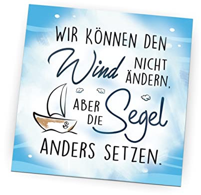Generisch Motivierender & Eleganter Dekoratives Magnet, 7x7cm, Quadratisch, 1 Stück, Kunststoff, Wir Können Den Wind Nicht Ändern Aber die Segel
