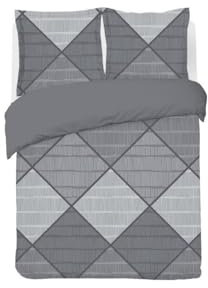 Vision - Parure de lit Harold - 100% Coton - Gris - Set de Housse de Couette 240x220 cm avec 2 taies d'oreiller pour lit Standard 2 Personnes - Fibres Naturelles - Oekotex