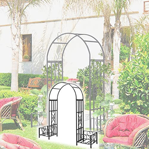 OURECO Gartenlaube aus Metall mit Pflanzgefäßen, Verschiedene Kletterpflanzen for Verschiedene Rosen, Reben, Unterstützung for den Garten, Rasen, Hochzeit, Braut