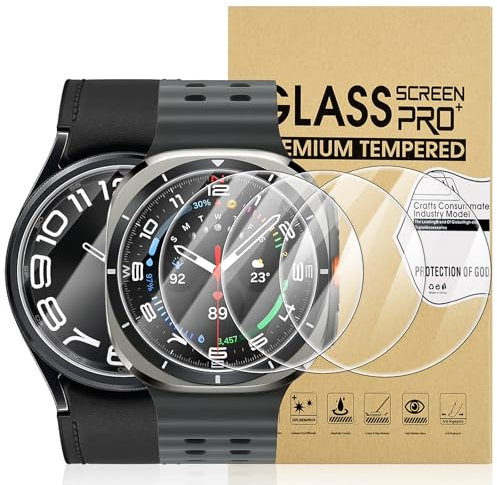 Diruite 4 Pièces Protection Écran pour Samsung Galaxy Watch Ultra 47mm(2025/2024)/6 Classic 47mm Verre Trempé,Anti-Rayures HD Verre Protecteur D'écran