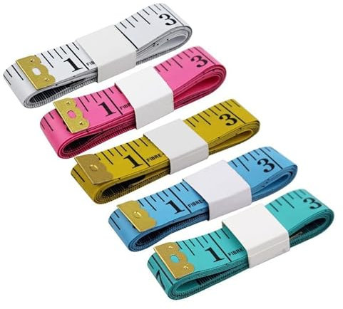 AZWOOD Farbiges Doppelseitiges Körpermaßband, 60 Zoll/150cm Handwerker Schneidermaßband 5 Stück Flexible PVC Ergonomisches Maßband Körper Weiches Maßband zur Heimvermessung von Brust und Taille
