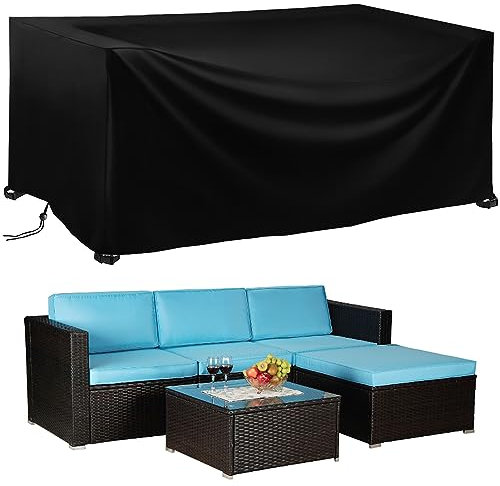 Garden Furniture Covers,Outdoor Garden Furniture Covers Waterproof,Rectangular Patio Table Cover,420D Heavy Duty Oxford Fabric,Windproof & Anti-UV for Chair Table Set Rattan Sofa(180x120x50cm,Black)