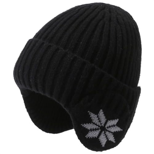 Soupliebe Wintermütze Damen Herren Kaschmir Warm Strickmütze Mütze Bequem Gefütterte Klassische Wintermützen Beanie Schwarz Mode Haube Strickmützen