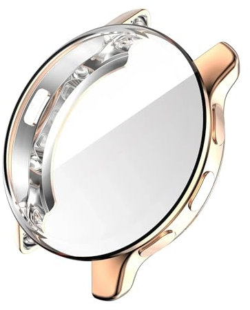 For Garmin venu 3s Strap TPU Case Protector for Garmin Vivoactive 4s Diamond band for Garmin Venu 2S Bracelet Screen Protector (Color : Rose gold case, Size : Garmin Venu 3S)