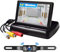 CAMECHO Kit Telecamera Posteriore Wireless per Auto con Monitor Pieghevole TFT LCD da 4,3 Pollici, Doppio Ingresso video V1/V2 per Minivan SUV+Portatarga con Retrocamera 9V-24V