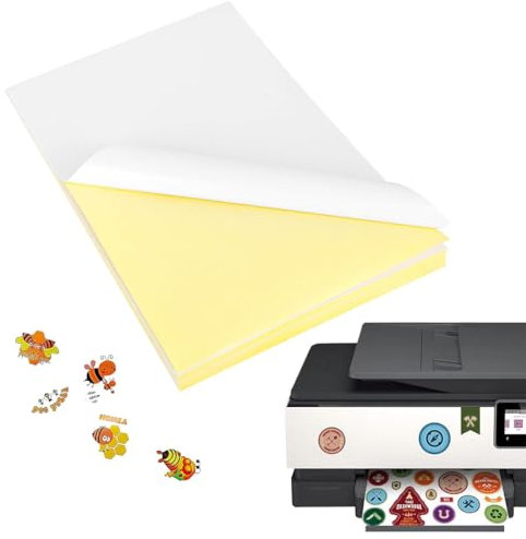 YOYEAH 40 Blatt Bedruckbares Sticker Papier zum Selbst Drucken A4 - Selbstklebende Vinylfolie für Tintenstrahldrucker, bedruckbare Klebefolie, Etiketten A4 Bogen, Klebepapier bedruckbar