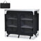 SPOTRAVEL Aluminum Camping Cupboard, Portable Camping Table Storage Unit with 6 Shelves, Side Pockets & Carrying Bag, Outdoor Camping Kitchen Station Cook Table for Travel Picnic BBQ Party (Black)