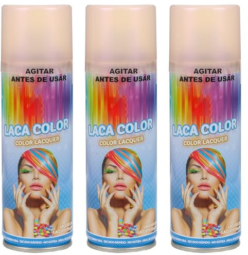 Spray Temporal con Color para Cabello - Efecto Vibrante, Fácil Lavado, Apto para Todos los Tipos, Secado Rápido, Ideal para Fiestas y Eventos, 125ml (Color Rosa Claro, 3 unit)