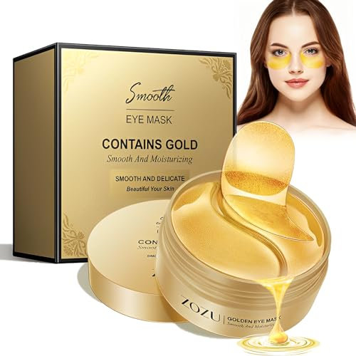 60 Stück 24k Gold Gel Augenpads,Eye Pads,Augenpads Gegen Tränensäcke,Gegen Falten,mit Hyaluron,Kollagen Feuchtigkeit Spendende Gegen Tränensäcke Falten Dunkle Kreise & Puffiness