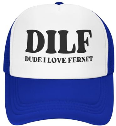Fourffbgo Dilfs Dude I Love Fernet Hat Schwarz Baseball Cap Herren Damen Trucker Hat, weiß