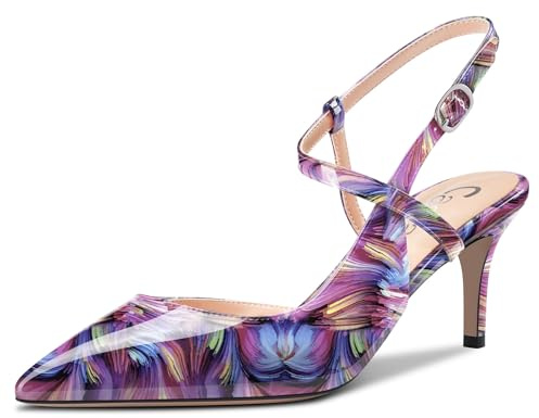 Castamere Donna a Punta Medio Gattini Tacco Heel Cinturino alla Caviglia Pumps Slingback Dress Sandali Fibbia Ufficio Scarpe 6.5 CM Heels