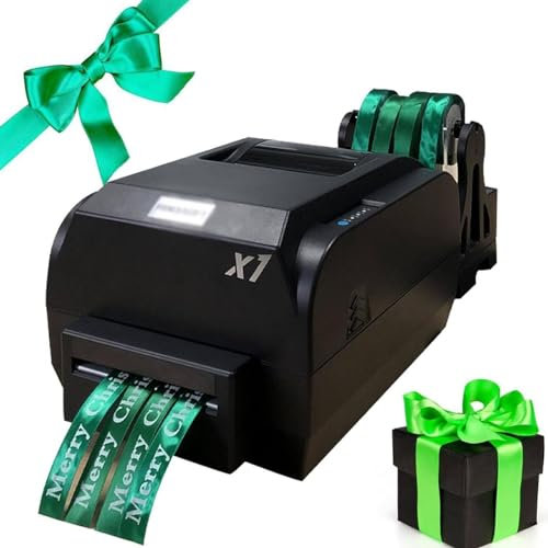 DPQYJPP Farbbanddruckmaschine, 4-reihiger digitaler Satinbanddrucker, Stempeldruckmaschine für Geschenkverpackungen, unterstützt mehr als 50 Sprachen, Auflösung 200 DPI, 150 mm/s