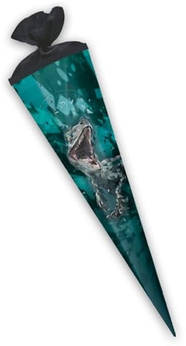 itenga Schultüte 85cm groß Green Rex 85cm Dinosaurier 6eckig Einschulung Schulanfang - Zuckertüte für Jungenm