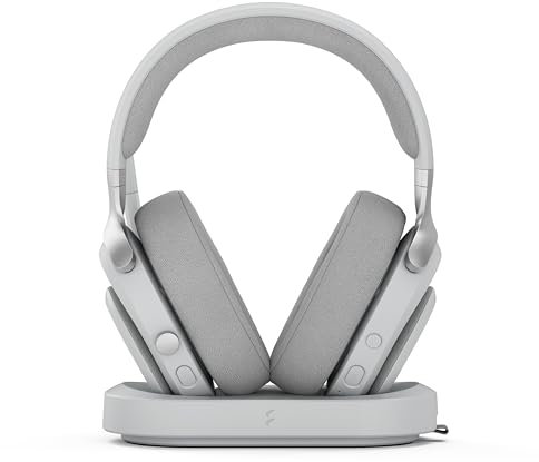 Fractal Design Scape Light - Wireless PC Gaming Headset - Detachable Flip-To-Mute Microphone with Noise Cancellation - Battery Life Up To 40 Hours - Configurable Ambient Lighting - Gray