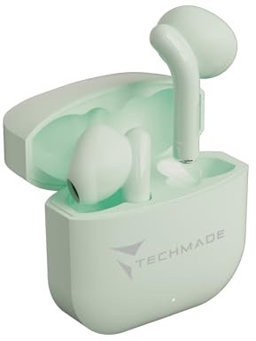 TECHMADE Cuffie Bluetooth Auricolari Wireless con Microfono, Audio HD, Bassi Potenziati, Touch Control, Impermeabili IPX5, Compatibili con iPhone e Android
