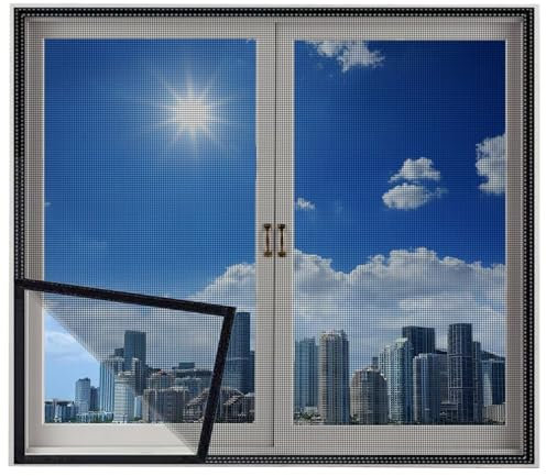 Haustür Fenster Fliegennetz 50x100cm Fliegengitter für Fenster, Insektenschutznetz Fliegengitter, Fenster Insektenschutz Netz, Bänder, schützen die Familie vor Insekten Schwarz