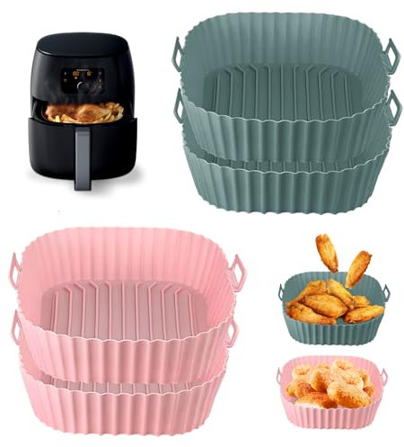 Sygg Molde Silicona Freidora de Aire, (4 Uds) Moldes para Air Fryer Reutilizable, Accesorios para Freidora sin Aceite, Recipiente, Bandeja, Cesta, Utensilios AirFryer, Microondas, Horno Cecotec Cosori
