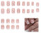BIRLOZA 24 Pcs Blanc Floral Carrés Faux Ongles Court Motif Gradient Pink French Press on Nails Courts Glossy Moyen Faux Ongle Pour Femme et Ado Square Faux Ongles à Coller Nail Art