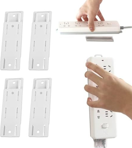 WeddHuis 4 Unidades Soporte Adhesivo para Regletas de Enchufes Organizador de Cables para Router WiFi Ordenador Caja de Pañuelos Cocina Hogar (Transparente)