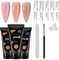 3PCS Poly Gel Nail Kit 3 Colors Builder Gel Poly Gel Nail Kit Starter Kit Clear&Pink&Nude Extension Gel Kit Professional Technician All in One Kit