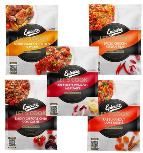 EPIC Recipe Seasoning Spice - 5 Flavours Mix (Arrabiata, Mediterranean Traybake, Smoky Chipotle Chilli, Persian Pilaf, Lamb Tagine) Vegan