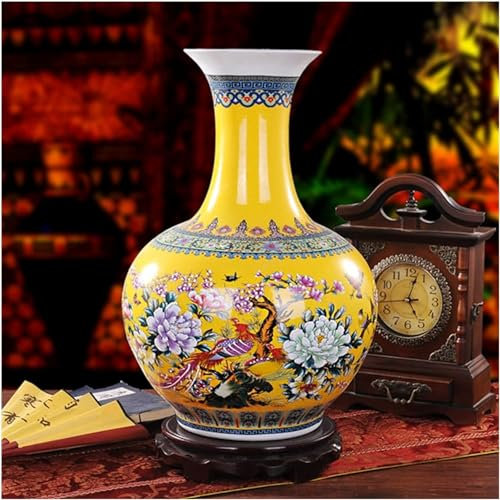 DDNGEJ Antike Porzellan-Emaille-Design-Vase, große Bodenvase, Klassische chinesische Dekoration, große antike Palastvasen