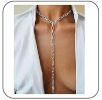 TseenYi Silber Büroklammerkette Y Lariat Halskette Boho und Vintage Kette Lariat Klobige Kette Y Tropfen Halskette Lange Büroklammerkette Y Form Baumeln Halskette Anhänger Halskette