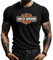 4people T-shirt noir Harley avec logo classique en orange - Style décontracté pour amateurs de moto, Noir , S