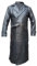 Mens Black Leather Trench Coat Double Breasted Full Length Duster Jacket (UK, Alpha, XS, Regular, Regular, Black)