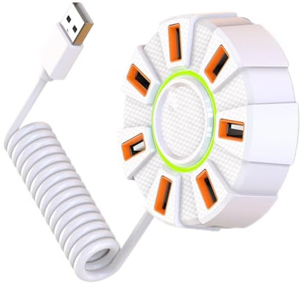 Hub USB 2.0 de 7 ranuras: LED multicolor de velocidad de 480 Mbps y fuente de alimentación estable para dispositivos de carga de múltiples dispositivos concentradores USB